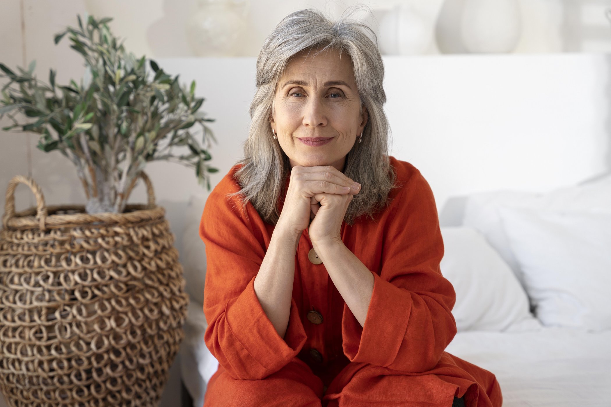 portrait-senior-woman-wearing-red-shirt